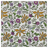 Gold Flowers Hand-drawn Botanical Design ファブリック (見本)