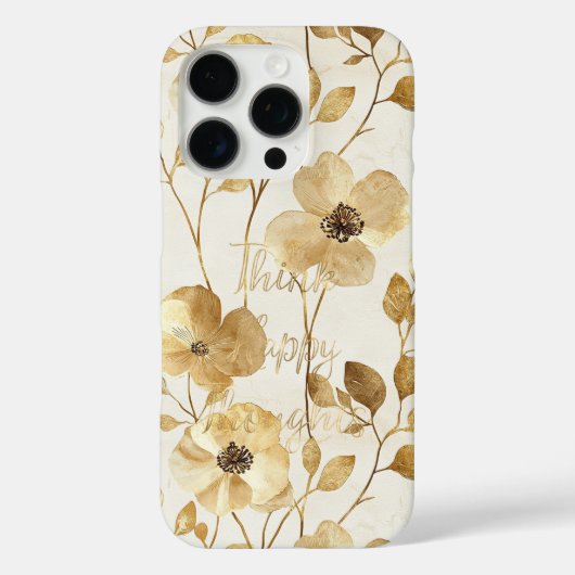 Gold Flowers Inspirational Happy Thoughts Case-Mate iPhoneケース (裏面)