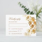Gold Flowers Wedding 出欠カード (スタンド正面)