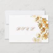 Gold Flowers Wedding 出欠カード (裏面)
