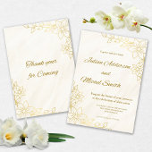Gold Flowery Wedding invitation 招待状