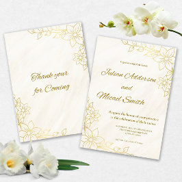 Gold Flowery Wedding invitation 招待状