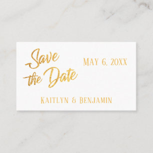 Gold Foilフェイク,結婚's 詳細Save the Date Card（日付カードの保存） 名刺