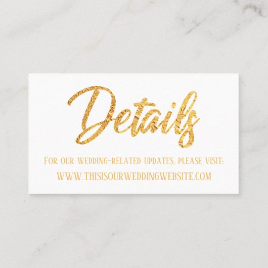 Gold Foilフェイク,結婚's 詳細Save the Date Card（日付カードの保存） 名刺 (裏面)