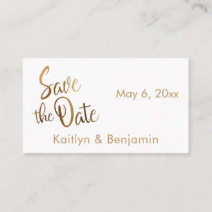 Gold Foilフェイク,結婚's 詳細Save the Date Card（日付カードの保存） 名刺