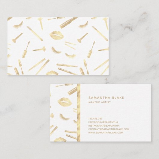GOLD FOILメイクアップアーティストの唇の口紅の目 名刺 (正面/裏面)