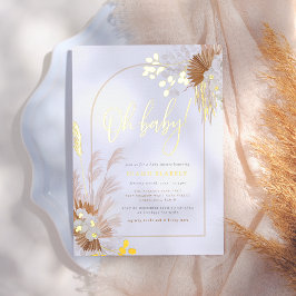 Gold Foil | ボヘミアン パンパス アーチ ガール ベビーシャワー 箔招待状
