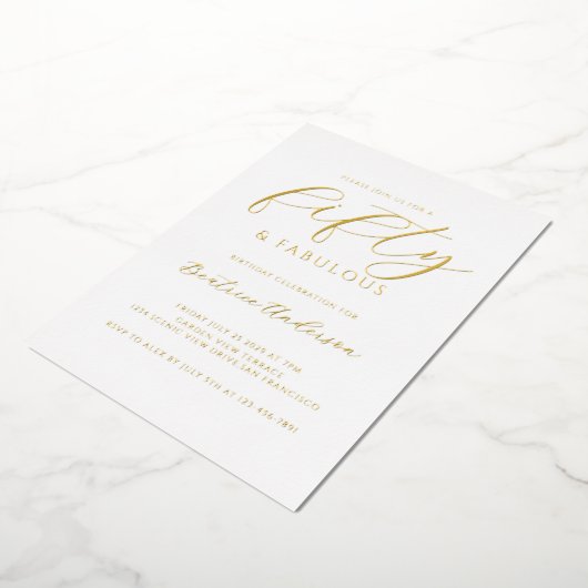 Gold Foil 50 and Fabulous 箔招待状 (回転した状態)
