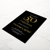 Gold Foil 50 and Fabulous 50th Birthday Party 箔招待状 (回転した状態)