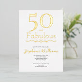Gold Foil 50 and Fabulous 50th Birthday Party 箔招待状 (立ち正面)