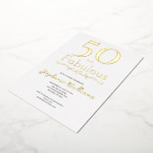 Gold Foil 50 and Fabulous 50th Birthday Party 箔招待状 (回転した状態)