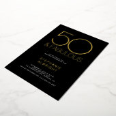 Gold Foil 50 and Fabulous 50th Birthday Party 箔招待状 (回転した状態)