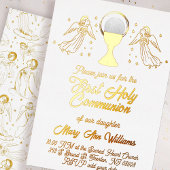  gold foil angels catholic Host First Communion 箔招待状