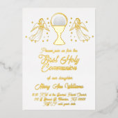  gold foil angels catholic Host First Communion 箔招待状 (正面)