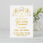  gold foil angels catholic Host First Communion 箔招待状 (立ち正面)