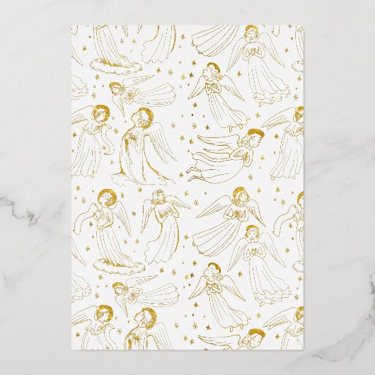  gold foil angels catholic Host First Communion 箔招待状 (裏面)