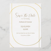 Gold Foil Arch Minimalist Wedding Save the Date  箔招待状 (正面)
