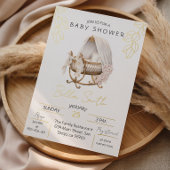 Gold Foil Baby Shower Elegant Script Cradle 箔招待状