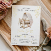 Gold Foil Baby Shower Elegant Script Cradle 箔招待状