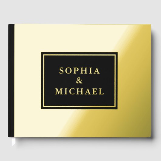 Gold Foil Black Guestbook Editable Classic Simple ゲストブック (正面)