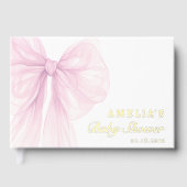 Gold Foil Blush Pink Bow Baby Girl Shower ゲストブック (正面)