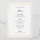Gold Foil Border Elegant Wedding Menu Card 箔招待状 (正面)