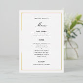 Gold Foil Border Elegant Wedding Menu Card 箔招待状 (立ち正面)
