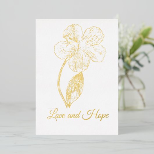 Gold Foil Botanical Love and Hope Holiday Card 箔シーズンカード (立ち正面)