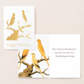 Gold Foil Canary Silhouette Birthday Card 箔カード (ディスプレー)