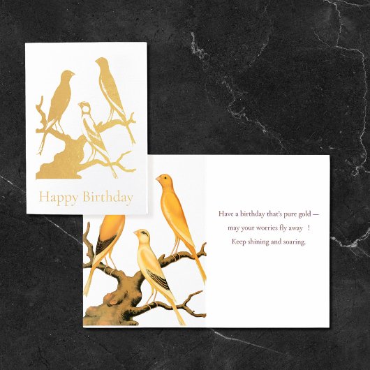 Gold Foil Canary Silhouette Birthday Card 箔カード