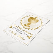 Gold Foil Chalice First Holy Communion Invitation 箔招待状 (回転した状態)