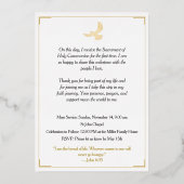 Gold Foil Chalice First Holy Communion Invitation 箔招待状 (裏面)