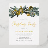 Gold Foil Classic Corporate Office Christmas Party 箔招待状 (正面)