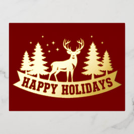Gold Foil Deer Christmas Card 箔シーズンポストカード