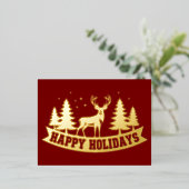 Gold Foil Deer Christmas Card 箔シーズンポストカード (立ち正面)