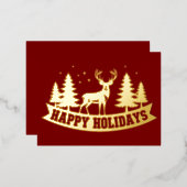 Gold Foil Deer Christmas Card 箔シーズンポストカード (正面/裏面)