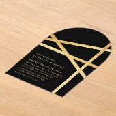 Gold Foil Effect Geometric Style Wedding アクリル招待状 (レイダウン)