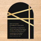 Gold Foil Effect Geometric Style Wedding アクリル招待状 (正面)