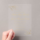 Gold Foil Elegant Botanical Minimalist Wedding アクリル招待状 (インサイチュ (ポータブル))