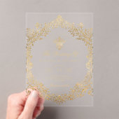 Gold Foil Elegant Ornate Victorian Wedding アクリル招待状 (インサイチュ (ポータブル))