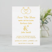 Gold Foil Elegant Rings Wedding Invitation 箔招待状 (立ち正面)