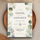 Gold Foil Eucalyptus Elegant Botanical Leaves アクリル招待状
