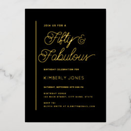 Gold Foil Fifty and Fabulous 50th Birthday Party 箔シーズンカード