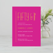 Gold Foil Fifty and Fabulous 50th Birthday Party 箔招待状 (立ち正面)