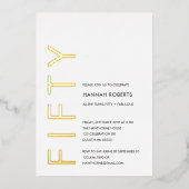 Gold Foil Fifty and Fabulous 50th Birthday Party 箔招待状 (正面)