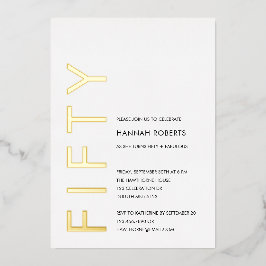 Gold Foil Fifty and Fabulous 50th Birthday Party 箔招待状