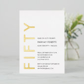 Gold Foil Fifty and Fabulous 50th Birthday Party 箔招待状 (立ち正面)