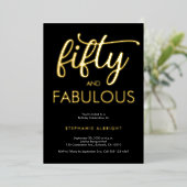Gold Foil Fifty and Fabulous 50th Birthday Party 箔招待状 (立ち正面)