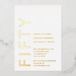 Gold Foil Fifty and Fabulous 50th Birthday Party 箔招待状