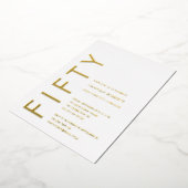 Gold Foil Fifty and Fabulous 50th Birthday Party 箔招待状 (回転した状態)